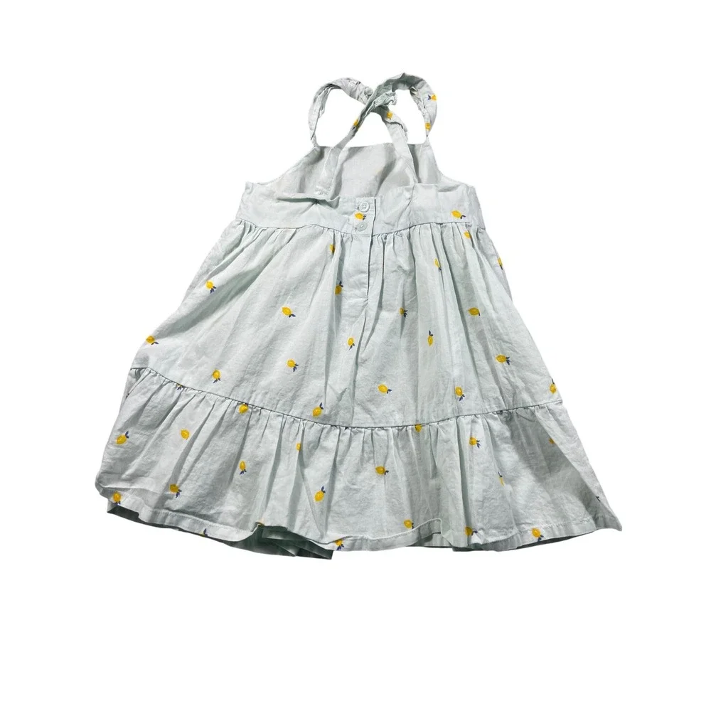 OshKosh B'gosh Toddler Lemon Print Dress Size 2T Green Ruffle Summer Cotton‎